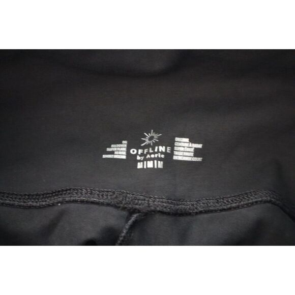 Offline x Aerie Women Sz M Black OG Foldover Super Flare Hi-Rise Short Leggings - Picture 4 of 7